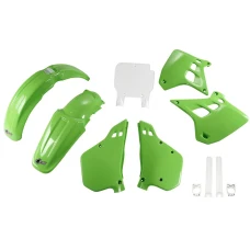 UFO КОМПЛЕКТ ПЛАСТІКОВ (ПОВНИЙ KIT) Z OSLONAMI ТЕЛЕСКОПІЧНИЙ (АМОРТИЗАТОРІВ) KAWASAKI KX 250 '90-'91, КОЛІР OEM (ZIELONY/BIALY) (KA188E999)