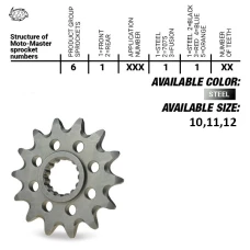 MOTO-MASTER ЗІРОЧКА ПЕРІД 2240 11 (224011) KTM SX 50/SX 50 МІНІ '02- , SX-E5 E-BIKE '19-, GASGAS MC 50 MC-E E-BIKE 21-, HUSQVARNA TC 50 '17, TC 50 МІНІ '18-. EE 5 E-BIKE '19- (LANC.415)