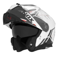 NOX FLIP-UP HELMET NOX ШОЛОМ SZCZEKOWY (FLIP-UP) Z БЛЕНДА N967 SYNCHRO КОЛІР BIALY/CZERWONY РОЗМІР M