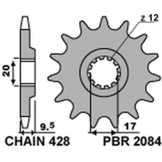 PBR ЗІРОЧКА ПЕРІД 2084 14 KTM SX 85 '04-'18 (JTF1907.14) (LANC. 428) (208414JT)