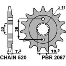 ПЕРЕДНЯ ЗІРКА PBR CHT 2067 14 18NC HONDA CRF 250L '13-'20 (JTF1321.14) (АНАЛОГ 2506 14 І 2261 14) (LANC. 520) (STD.)