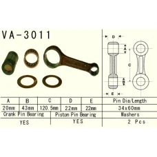 VESRAH ШАТУН SUZUKI LTF 400 (LTF400) EIGER '02-'10, DR 350 '90-'99, LTF400 (LTF400) KING QUAD FSI '12-'15 (VA3011) (VA-3010) (MADE IN JAPAN)
