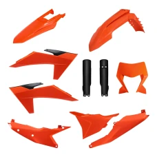 КОМПЛЕКТ ПЛАСТИКА POLISPORT (ПОВНИЙ KIT) KTM EXC/EXC-F/XC-W/XC-WF TBI '24-'25 У КОМПЛЕКТІ ЗАХИСТ ДЛЯ ФАР І КРИШКИ АМОРТИЗАТОРІВ (8352500001) КОЛІР КОЛІР ПОМАРАНЧ ЧОРНИЙ OEM '25