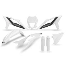 UFO КОМПЛЕКТ ПЛАСТІКОВ (ПОВНИЙ KIT) Z OSLONAMI ТЕЛЕСКОПІЧНИЙ (АМОРТИЗАТОРІВ) BETA RR 125 / 250 / 300 / 350 / 400 / 450 '23-'24 КОЛІР БІЛИЙ