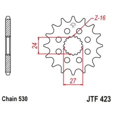 JT ЗІРОЧКА ПЕРІД 2190 17 Z ГУМА SUZUKI GSXR 1000 '09-'16, HAYABUSA '08-'19, B-KING '08-'12 (-1) (219017JTRB) (LANC. 530)
