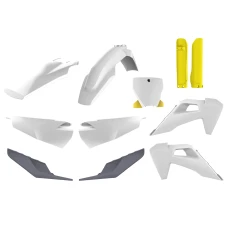 POLISPORT КОМПЛЕКТ ПЛАСТІКОВ HUSQVARNA TC/FC TPI '19-'22 W КОМПЛЕКТІ TABLICA ПЕРІД (8666500006) I КРИШКИ АМОТРТИЗАТОРІВ (8398900004) КОЛІР BIALO SZARO ЖОВТИЙ