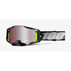 100 % ОКУЛЯРИ МОДЕЛЬ ARMEGA HIPER LIGHTSPEED - MIRROR SILVER FLASH LENS - КОЛІР CZARNY/BIALY СКЛО СРІБНЕ ЗЕРКАЛО