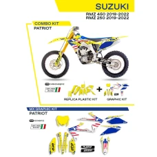 UFO КОМПЛЕКТ ПЛАСТІКОВ ПЛЮС КОМПЛЕКТ НАЛІПОК (OKLEIN) SUZUKI RMZ 250 '19-'22; RMZ 450 '18-'22 W КОМПЛЕКТІ ПЕРІД TABLICA (SU04943) І КРИШКИ АМОТРТИЗАТОРІВ (SU04913) PATRIOT КОЛІР ЖОВТИЙ