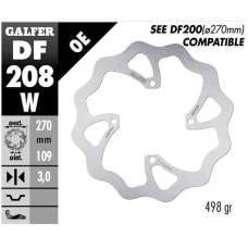 GALFER ДИСК ТОРМОЗНИЙ ПЕРІД KAWASAKI KX 250F/450F '15-, KX 250X/450X '21- WAVE (270X109X3MM)