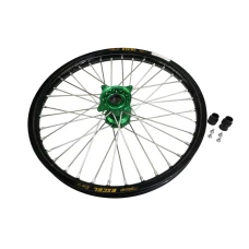 HAAN WHEELS (EXCEL) КОМПЛЕКТНИЙ КОЛЕСО ПЕРІД 21 ЦІЛІ 21 X 1.60 (КІЛЬЦЕ EXCEL) KAWASAKI KXF 450' 19-, ЧОРНА КІЛЬЦЕ / СРІБНЕ СПИЦІ / ЗЕЛЕНИЙ СТУПИЦЯ / СРІБНЕ NYPLE (ПІД ЗАМОВЛЕННЯ)