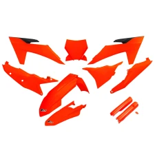 UFO 2024/11 КОМПЛЕКТ ПЛАСТІКОВ (ПОВНИЙ KIT) Z OSLONAMI ТЕЛЕСКОПІЧНИЙ (АМОРТИЗАТОРІВ) KTM SX 125 / 250 / 300 TBI '23-'24, SX-F 250 / 350 / 450 '23-'24 КОЛІР КОЛІР ПОМАРАНЧ FLUO