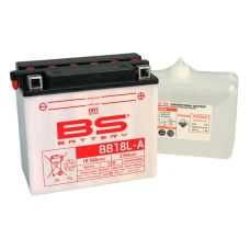 BS АКУМУЛЯТОР BB18L-A (YB18L-A) 12V 18AH 180X90X162 OBSLUGOWY - ELEKTROLIT OSOBNO (235A) (2) UE2019/1148