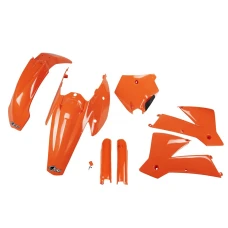 UFO КОМПЛЕКТ ПЛАСТІКОВ (ПОВНИЙ KIT) Z OSLONAMI ТЕЛЕСКОПІЧНИЙ (АМОРТИЗАТОРІВ) KTM SX/EXC '03-'04 КОЛІР КОЛІР ПОМАРАНЧ (KT502E127)