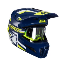 LEATT (НОВИНКА 2024) ШОЛОМ MOTO 3.5 V24 (+ОКУЛЯРИ VELOCITY 4.5 ПОДАРОК) HELMET KIT BLUE КОЛІР GRANATOWY/ZOLTY FLUO/BIALY РОЗМІР XL (61-62 CM)