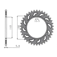 SUNSTAR ЗІРОЧКА ЗАД 504 43 KAWASAKI NINJA 250 09-11 (JTR486.43) (LANC. 520) (50443JT)