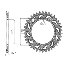 SUNSTAR ЗІРОЧКА ЗАД 498 48 KAWASAKI ZZR 600 (93-04) (JTR499.48) (LANC. 530) (49848JT)