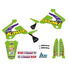 TECNOSEL (BLACKBIRD) КОМПЛЕКТ НАЛІПОК (OKLEIN) + ПОКРИВКА/ПОКРИВКА NA СИДІННЯ KAWASAKI KX 125/250 '94-'98, REPLICA TEAM KAWASAKI '98