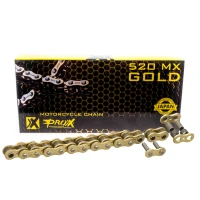 PROX ЛАНЦЮГ ПРИВІДНИЙ 520 MX GOLD (БЕЗ O-RINGOW) 120 ЛАНКИ КОЛІР ЗОЛОТИЙ (ВІДКРИТИЙ + ЗАСТІБКА)