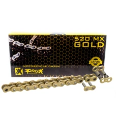 PROX ЛАНЦЮГ ПРИВІДНИЙ 520 MX GOLD (БЕЗ O-RINGOW) 120 ЛАНКИ КОЛІР ЗОЛОТИЙ (ВІДКРИТИЙ + ЗАСТІБКА)