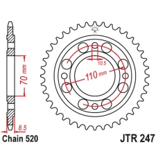 ЗАДНЯ ЗІРКА JR 247 35 HONDA CB/CBX 250 '78-84', CB 400 N/T '81-83' (24735JT) (LANC.520)