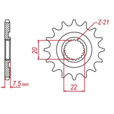 ПЕРЕДНЯ ЗІРКА GROSSKOPF CHT 2120 14 HONDA CR 125R '04-'07 (+1) , CRF 250R '04-'17 (+1), CRF 250X '04-'17 (JTF1323.14)