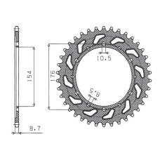 SUNSTAR ЗІРОЧКА ЗАД 4434 43 HONDA VFR750, VFR800 V-TEC '02-'14, VFR800X CROSSRUNNER '11-'15 (JTR1340.43) (LANC. 530) (443443JT)