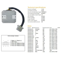 DZE РЕГУЛЯТОР НАПРУГИ KAWASAKI GPZ500S 87-01, EN450/454/500 85-01, GPZ750/1100, KZ1000