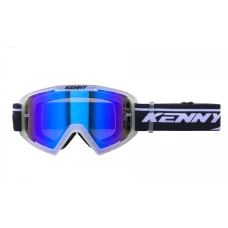 KENNY RACING ОКУЛЯРИ МОДЕЛЬ TRACK+ ЧИСТИЙ CRYSTAL - BLUE LENS - КОЛІР PRZEZROCZYSTY/CZARNY/BIALY ХВІРТКА NIEBIESKIE ЗЕРКАЛО