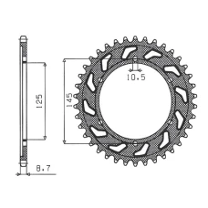 SUNSTAR ЗІРОЧКА ЗАД 865 45 YAMAHA FZR 600 '92-'93 (3HE) (JTR865.45) (LANC. 530) (86545JT)