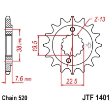 ПЕРЕДНЯ ЗІРКА JR CHT 2116 16 SUZUKI LTR 450 '06-'12, LTZ 400 '03-'13, RMX 450 '10-'13, KAWASAKI KFX 400, HYOSUNG TE 450 (211616JT) (LANC. 520)