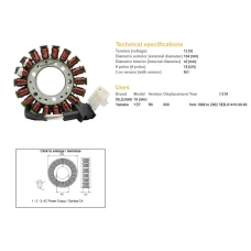 DZE UZWOJENIE ГЕНЕРАТОР STATOR YAMAHA YZF 600 R6 '99-02 (OEM 5EB-81410-00-00)