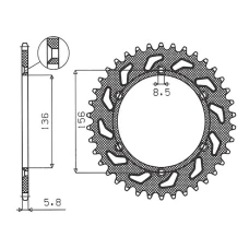 SUNSTAR ЗІРОЧКА ЗАД 702 38 HUSQVARNA SM 610 (08-09), SUZUKI DR350 (90-03), RGV 250 (91-96), CAGIVA WMX 125 '89-'92 (JTR822.38) (LANC. 520) (70238JT)