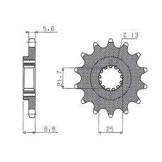 ПЕРЕДНЯ ЗІРКА SUNSTAR CHT 525 17 KAWASAKI ER5 '97-'06 (JTF512.17) (LANC. 520) (52517JT)