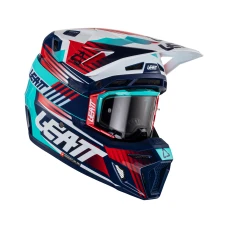 LEATT (НОВИНКА 2023) ШОЛОМ MOTO 8.5 V23 (+ ОКУЛЯРИ VELOCITY 5.5 ПОДАРОК) HELMET KIT ROYAL КОЛІР GRANATOWY/CZERWONY/NIEBIESKI РОЗМІР S (55-56 CM)