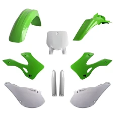 POLISPORT КОМПЛЕКТ ПЛАСТІКОВ (ПОВНИЙ KIT) KAWASAKI KX 125/250 '99-'02 W КОМПЛЕКТІ TABLICA ПЕРІД (8677000001) I КРИШКИ AMORTYZAROROW (8395000001) КОЛІР ЗЕЛЕНИЙ OEM