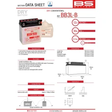 BS АКУМУЛЯТОР BB3L-B (YB3L-B) 98X56X110 OBSLUGOWY - ELEKTROLIT OSOBNO (30A) (12) UE2019/1148
