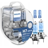 PHILIPS ЛАМПОЧКА H7 12V 55W PX26D WHITE VISION ULTRA (EFEKT INTENSYWNEJ BIELI - ODPORNA NA WIBRACJE - УПРАВЛІННЯ) 2 H7 + 2 ШТУКИ W5W