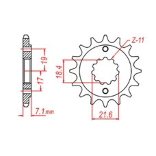 ПЕРЕДНЯ ЗІРКА MTX PARTS CHT 2067 14 HONDA CRF 250L '13-'15 (JTF1321.14) (АНАЛОГ 2506 14 І 2261 14) (LANC. 520)