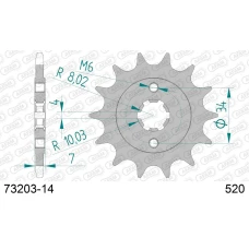 AFAM 2026/04 ШЕСТЕРНЯ ПЕРІД 2247 14 KTM 125 DUKE '11-'24, KTM 200 DUKE '12-'24 (JTF1903.14) (LANC. 520)