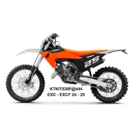 UFO 2025/04 КОМПЛЕКТ ПЛАСТІКОВ (ПОВНИЙ KIT) Z OSLONAMI ТЕЛЕСКОПІЧНИЙ (АМОРТИЗАТОРІВ) KTM EXC 150 / 250 / 300 TBI '24-'25, EXC-F 250 / 350 / 450 / 500 '24-'25 КОЛІР БІЛИЙ / КОЛІР ПОМАРАНЧ / ЧОРНИЙ