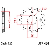 JT ЗІРОЧКА ПЕРІД 438 14 SUZUKI GSX 400 F '81-'86, RG 250 GAMMA '83-'88 (43814JT) (LANC. 520) - MOZE ZASTAPIC JTF565.14