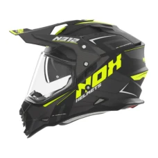 МОТОШОЛОМ NOX OFFROAD / TRAIL DUOSPORT (DUAL) N312 ЧОРНИЙ/СРІБНИЙ/ПОМАРАНЧЕВИЙ МАТОВИЙ КОЛІР  ЧОРНИЙ/ЖОВТИЙFLUO МАТОВА РОЗМІР XL