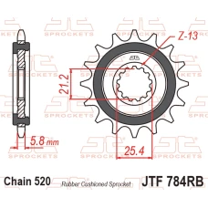 JT ШЕСТЕРНЯ ПЕРІД Z ГУМА CF MOTO NK 650 '16-'24, CL-X 700 '21-'25, BENELLI TRK 702 / X ЄВРОПА 5 '23-'24, (LANC. 520)