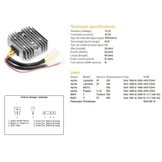 DZE РЕГУЛЯТОР НАПРУГИ BMW F650 93-00, APRILIA PEGASO 650 96-04 (SH532B-12) (61312346432, AP8112941) (ESR962)