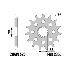 PBR 13/07 ШЕСТЕРНЯ ПЕРІД 2355 15 (LANC. 520) (MADE IN ITALY)
