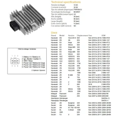DZE РЕГУЛЯТОР НАПРУГИ KAWASAKI ER 6/KLE 650/ Z 750 /Z 1000, YAMAHA T-MAX 500, XVS 1100 V-STAR, YZF R6, SUZUKI DL 1000V '02-06, BURGMAN 125/250/400 (ESR444;ESR161)