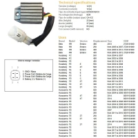 DZE РЕГУЛЯТОР НАПРУГИ KTM EXC 125 98-13, EXC200/250/300 05-13, EXC250/400/450/525/530 05-11 (80011034000) (12V/12A) (801103400) (SH721AA)