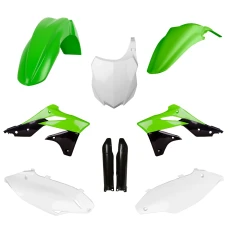 POLISPORT КОМПЛЕКТ ПЛАСТІКОВ (ПОВНИЙ KIT) KAWASAKI KX 250F '13-'16 W КОМПЛЕКТІ TABLICA ПЕРІД (8659200003) I КРИШКИ AMORTYZAROROW (8351800002) КОЛІР ЗЕЛЕНИЙ БІЛИЙ ЧОРНИЙ OEM