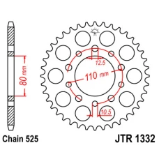 ЗАДНЯ ЗІРКА JR 4350 40 HONDA CB 500 '94-'03, CB 750F '93-'03 (435040JTZBK) (LANC. 525) КОЛІР ЧОРНИЙ