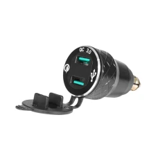 BIKETEC МОТОЦИКЛ ДВІЙНЕ РОЗ'ЄМ USB QC 3.0 - 36 W DIN QШВИДКА ЗАРЯДКА З ВОЛЬТМЕТРОМ BMW / TRIUMPH